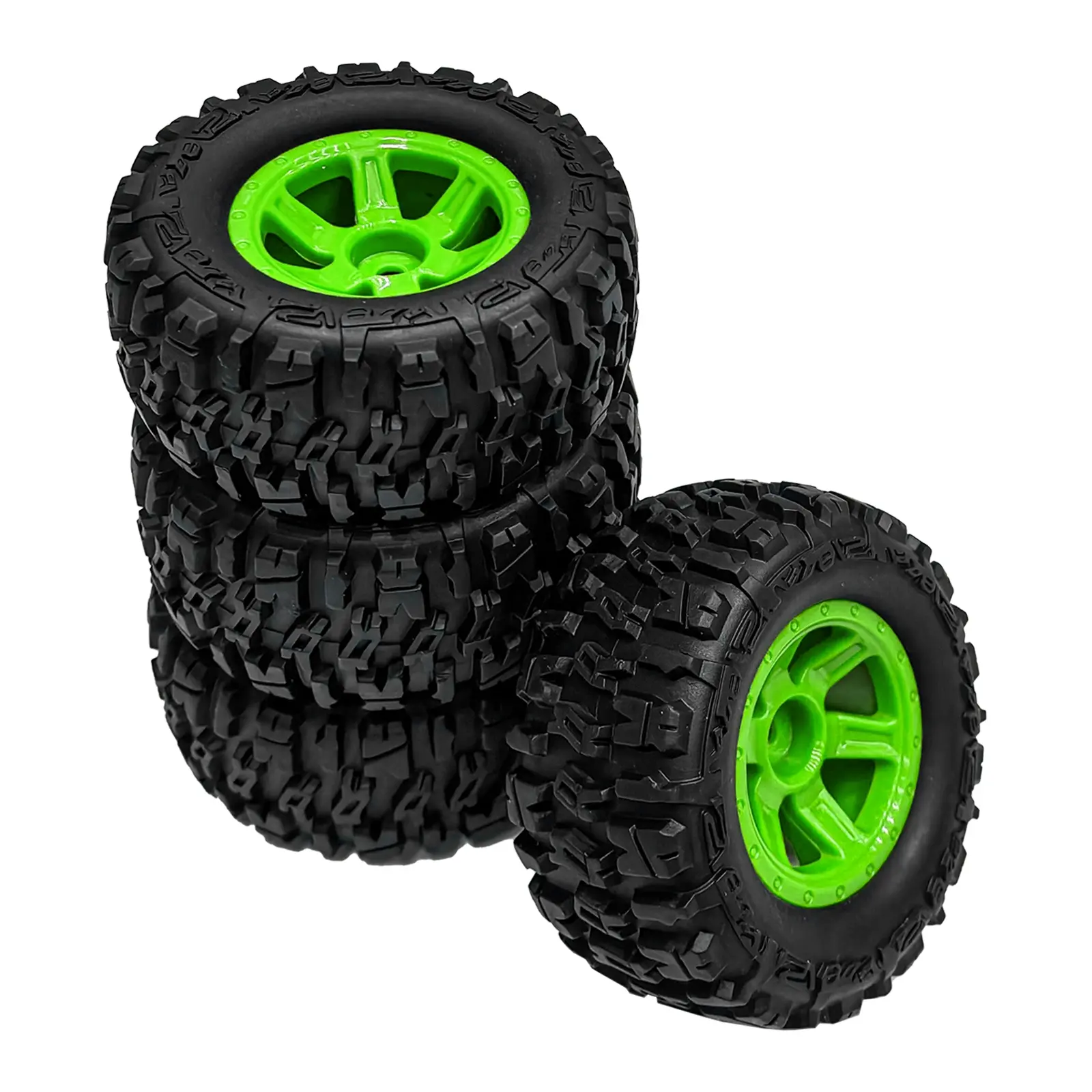 Professional Grade 1/16 RC Off-Road Tires and Wheels 4PCS | 90mm 12mm Hex Reinforced Monster Truck Tires | Fully Assembled Replacement Parts for Traxxas E-Revo MJX SCY HBX 16101 16207