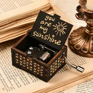 You Are My Sunshine Wood Music Box for Mother's Day, Antique Engraved Musical Boxes Case for Love One Wooden Music Box  Sun Design - Gifts for Lover, Boyfriend, Girlfriend, Husband, Wife