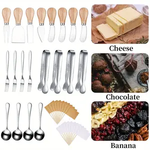 20 Pcs Charcuterie Board Accessories Spreader Knife Set Cheese Butter Spreader Knife Charcuterie Utensils with Wooden Handles Mini Serving Tongs Spoons Forks for party Wedding Christmas