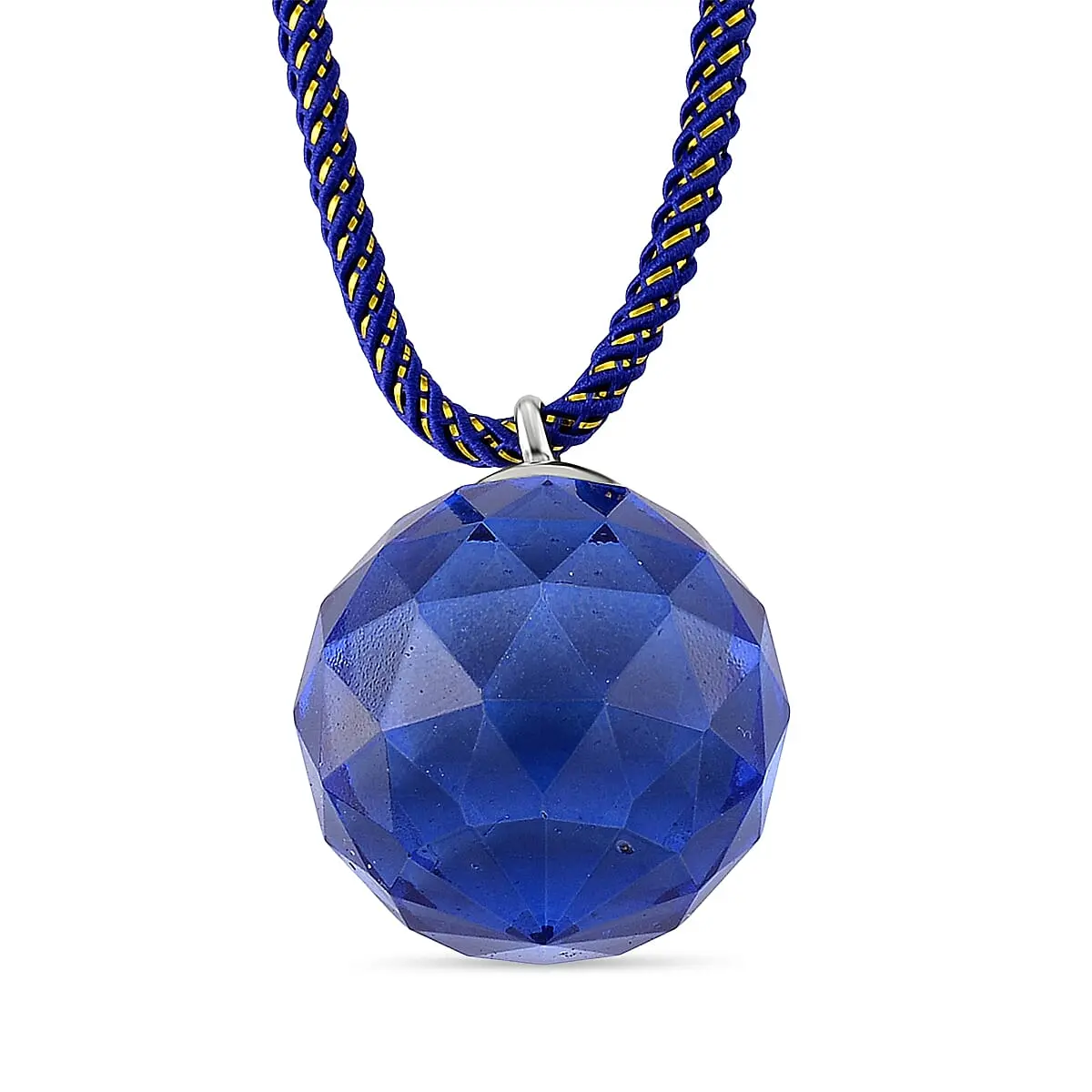 Simulated Blue Sapphire Pendant Necklace (20-23 Inches) in Silvertone