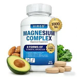 Vireo 8-in-1 Magnesium Complex 1000mg - Comprehensive Blend of Glycinate, Citrate, Taurate & More for Optimal Daily Support & Muscle Health - Healthcare