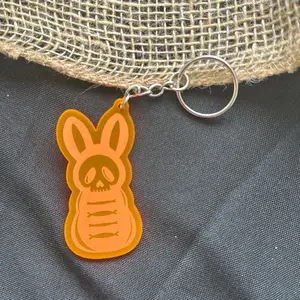 2.5 inches Bunny Skeleton Keychain | Orange Resin Bunny Keychain
