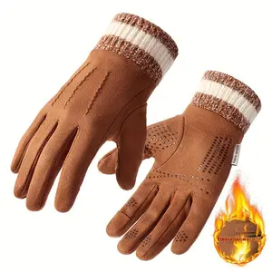 1 Pair of Warm Winter Gloves Unisex - Touchscreen Compatible, Windproof and Cold-Proof Thickened Gloves with Wrist Strap, Reinforced Palm and Fleece Lining - Skiing, Snowboarding, Motorcycle Riding, Smartphone Use, Snow Equipment