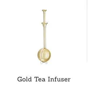 Gold Tea Infuser for Optimal Infusion - Long Handle Design for Cups and Mugs of Different Sizes - Filter