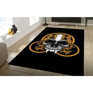 Skull 3 Rugs, Area Carpet , Teens Rug, Kid'S Rug, Nonslip Floor Carpet, Rugs Halloween Gift For Family, Cute Gift Non-Slip Floor Carpet, Decoration Mat for home Living Room Bedroom, Room Decor, Home Decor