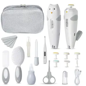 26 in 1 Baby Grooming Kit Rechargeable Electric Nail Trimmer Set with Auto Light Safe File Portable Newborn Care Kit for Boys & Girls Gray