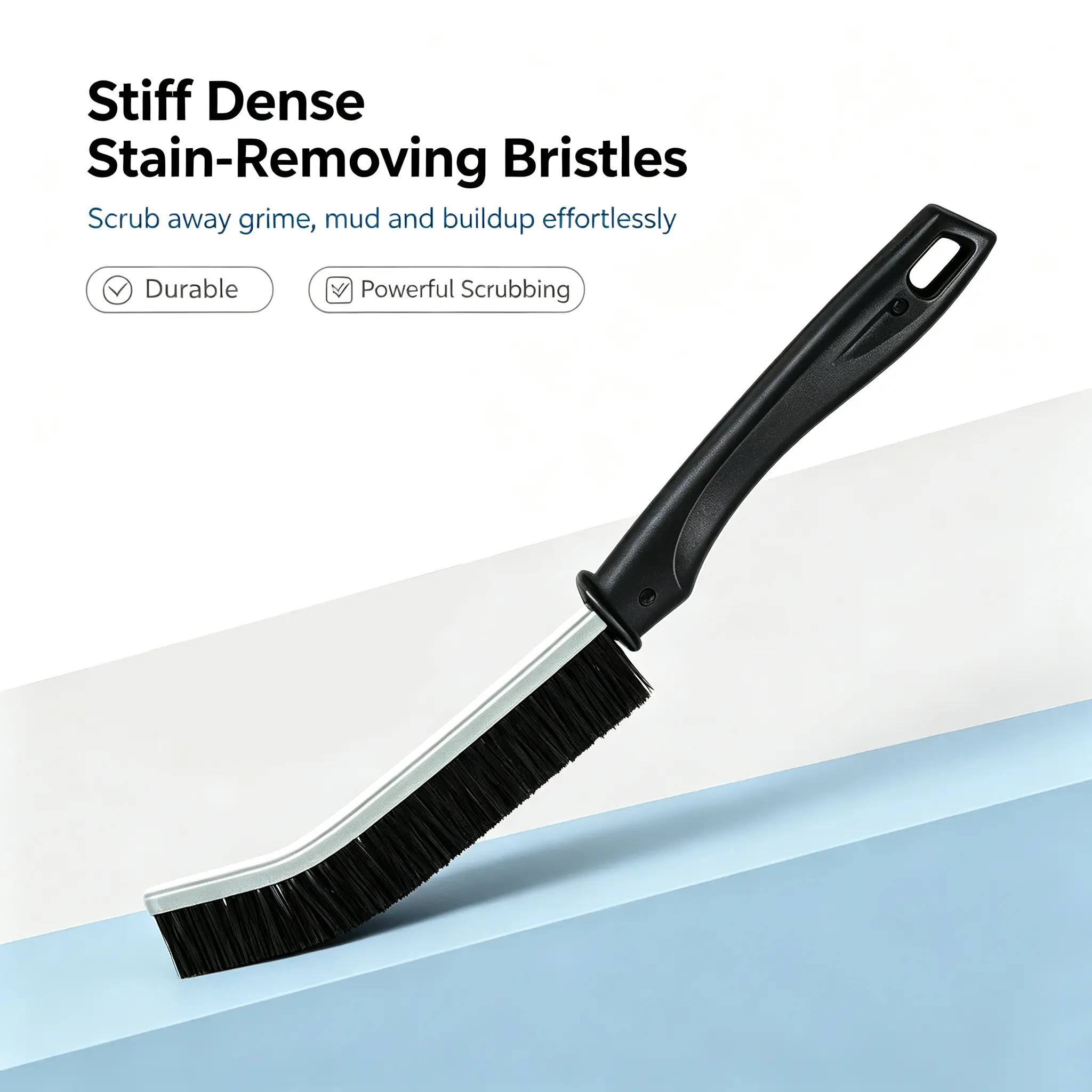 Long Handle Gap Cleaning Brush, Stiff Dense Bristles Detail Scrub Brush with Hanging Hole, Slim Thin Grout Cleaner Brush for Bathroom Tile, Kitchen Sink, Car Interior, Keyboard, Sofa, Household Appliances