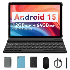 10.1 Inch Tablet PC with Bluetooth-compatible Keyboard Mouse Case, Quad Core Processor, 12gb RAM (3g + 9g Expansion), 64GB Storage