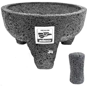The Original Molcajete Mexicano Bowl Handmade of Authentic Lava Rock in Mexico - Molcajete de Piedra volcanica - Mexican Volcanic Mortar Pestle - Authentic Lava Rock