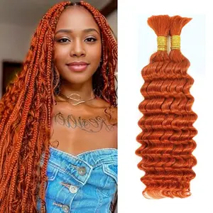 Ginger Boho Human Hair Deep Wave Bulk 20 20 20 Inch 350 Braiding Hair Deep Curly Orange Boho Human Hair Extensions for Woman