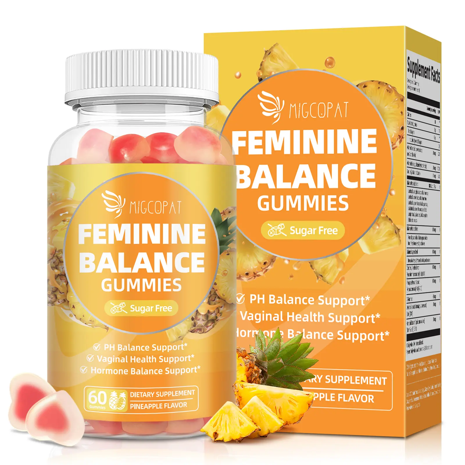 Feminine Probiotics Gummies, Women’s Health Probiotics, Immune Support, Gut Health, Hormone Balance, PH Balance Vitality, Pineapple Gummies 60 Count probiotics , Healthcare Fitness Edible Dietary Vitamin #SummerVibes