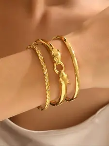 Gold Panther Bangle Stack | Luxury Leopard Bracelet Set | Shiny Diamond-Embedded Jewelry | Trendy Statement Accessories for Women (Elegant Daily/Party Wear)
