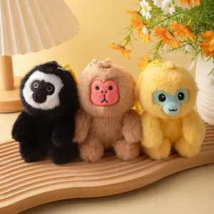 12CM Cute Monkey Plush Pendant Keychian Macaque Golden Monkey White-faced Saki Doll Stuffed Animal Toy Kid Birthday Gift