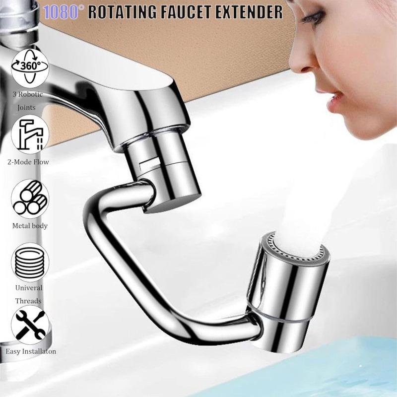 Upgraded Universal Sink Faucet Extender 1080° Rotating U Shaped 360° Aerator with Upward Facial Mist 4 Water Modes for Bathroom Kitchen
