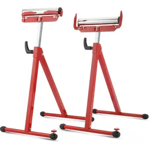 2 Pack Folding Roller Stand with 27 to 43 Inch Adjustable Height and 500 lb Heavy Duty Steel Construction for Table  Outfeed and Woodworking Projects