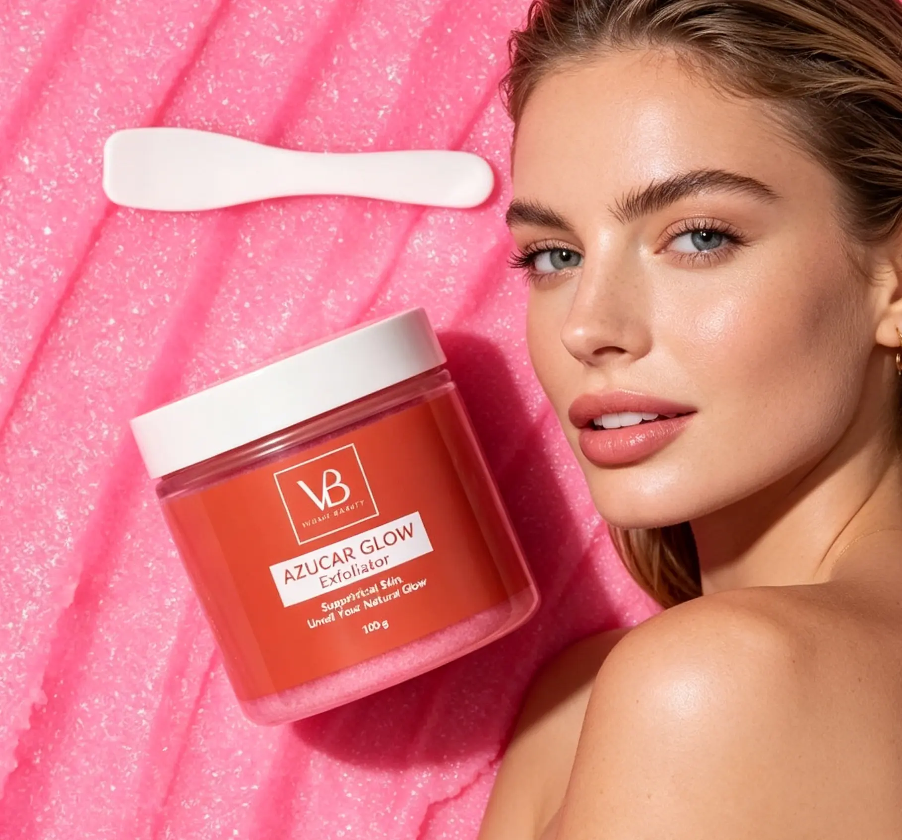 VB BLANQUEACULOS AZUCAR GLOW Exfoliant & Brightening Sugar Scrub Hydrating Exfoliating Facial Cleanser for Smooth Skin 100g Daily Cleansing