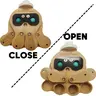 GoWitPaws Interactive Beak-Safe Wood Parrot Foraging Toy - Octopus 4-Compartment Bamboo Puzzle Feeder for Small/Medium Birds, Easy Cage Mount, Flip-Open Lids, Rotating Wooden Bead Eyes, Acrylic Cover, Perches, Washable Training Aid