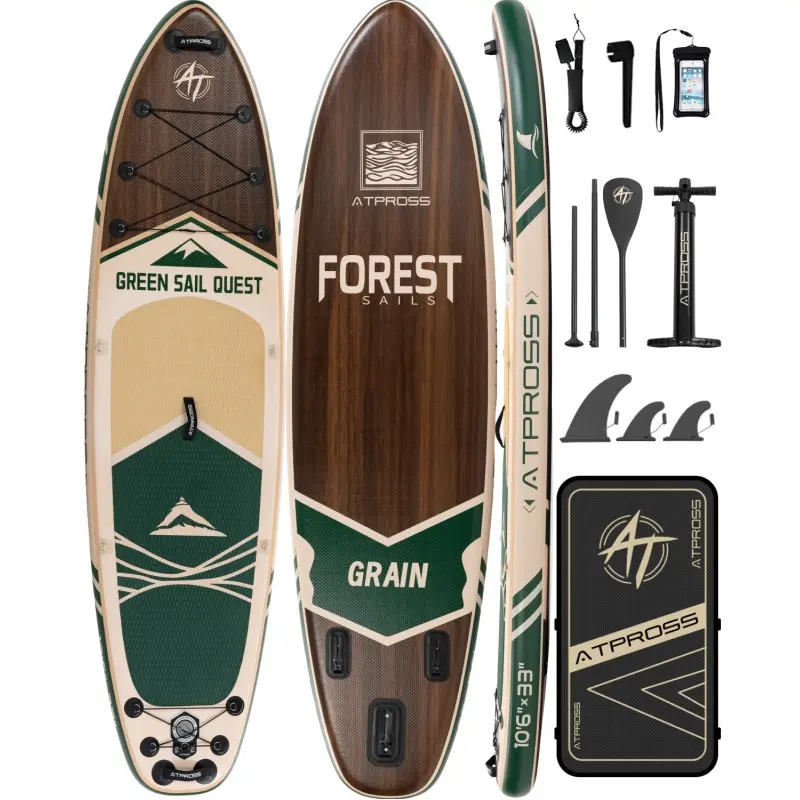 [DealsForYouDays] Inflatable Paddle Board for Adults, 10'6" x 33" Extra Wide & Stable Balance SUP with Anti-Slip Deck for Fishing & Yoga, 400lbs Cap., Includes Bag & SUP Paddle, Travel