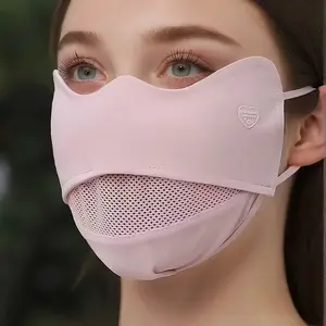 Breathable Mid-Mesh Ice Silky Fiber Face Mask, Comfortable Fit with Eye Protection Corners, Ideal for Daily Use & Allergy Relief