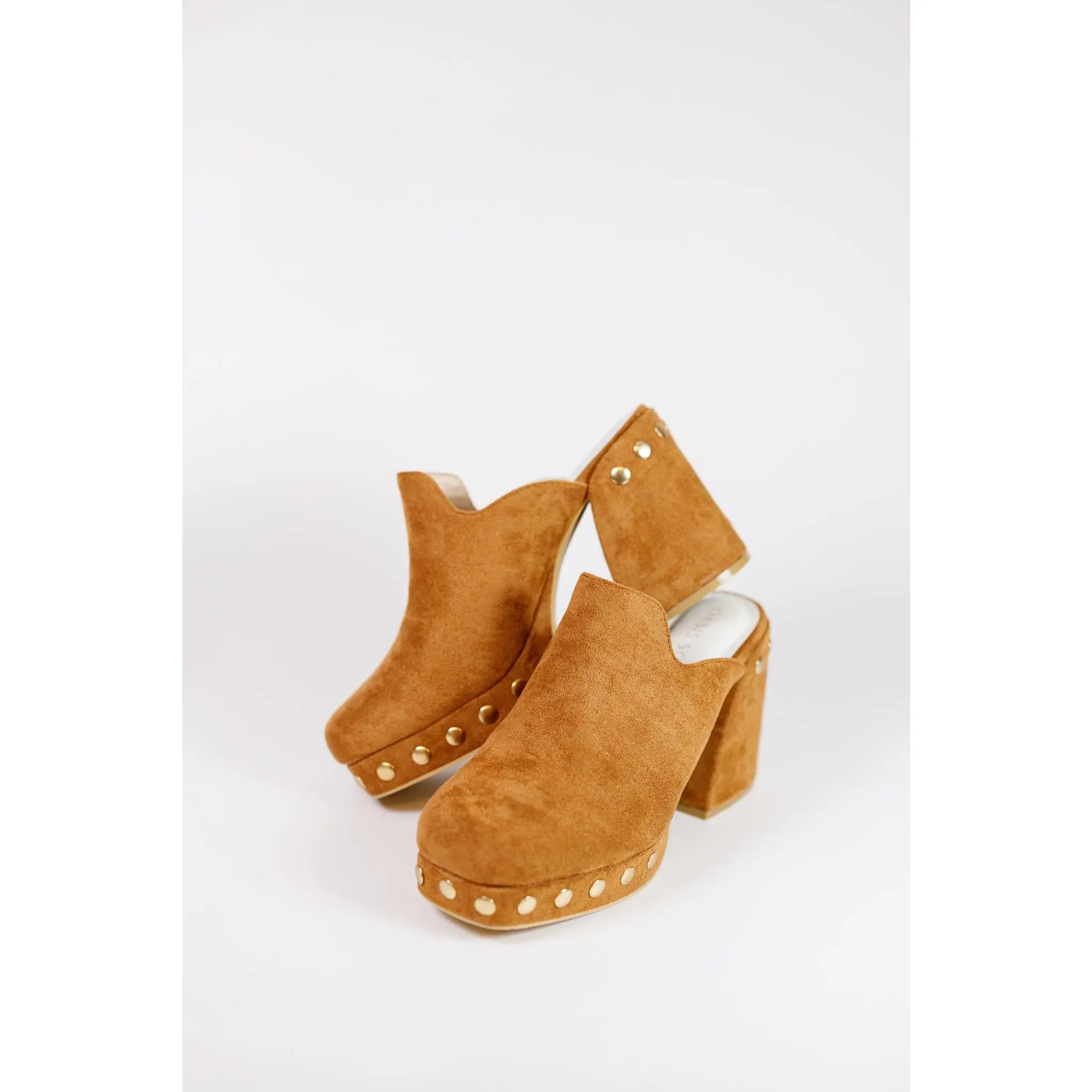 Camel Studded Clog Mules Camel Studded Clog Mules