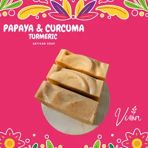 VIDA Papaya & Cúrcuma Soap Bar | Brightening, Nourishing, Natural Radiance | Turmeric & Papaya-Enriched Skincare