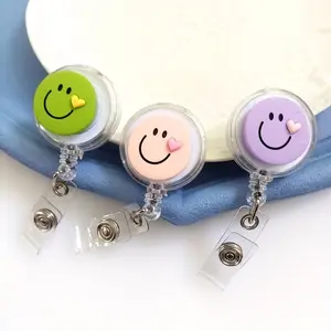 2D 1-piece Retractable Nameplate Clip, Office Nameplate Scroll - Easy To Pull, Employee ID Card Hanging Rope Clip, Office Supplies, 25.59 Inch Long Rope
