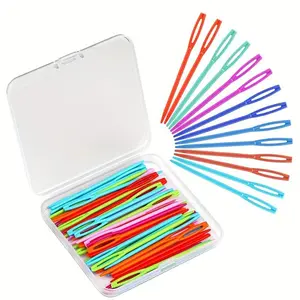 50pcs Plastic Sewing Needles with Large Eye - 7cm/2.76inch Mixed Color Craft Needles for Yarn, Embroidery & DIY Handmade Crafts - Durable Plastic Needles for Beginners & Experts, Knitting Needles