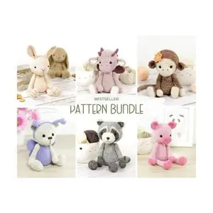 Cute Animal Crochet Pattern Bundle 6ct