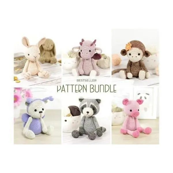 Cute Animal Crochet Pattern Bundle 6ct