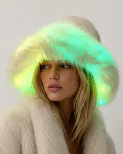 SugarFur Glow Trim LED Bucket Hat - Light Up Faux Fur