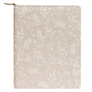 Franklin Planner Elegant Daydream Planner Love Simulated Leather Zipper Wire-bound Cover Wistful Day Tan