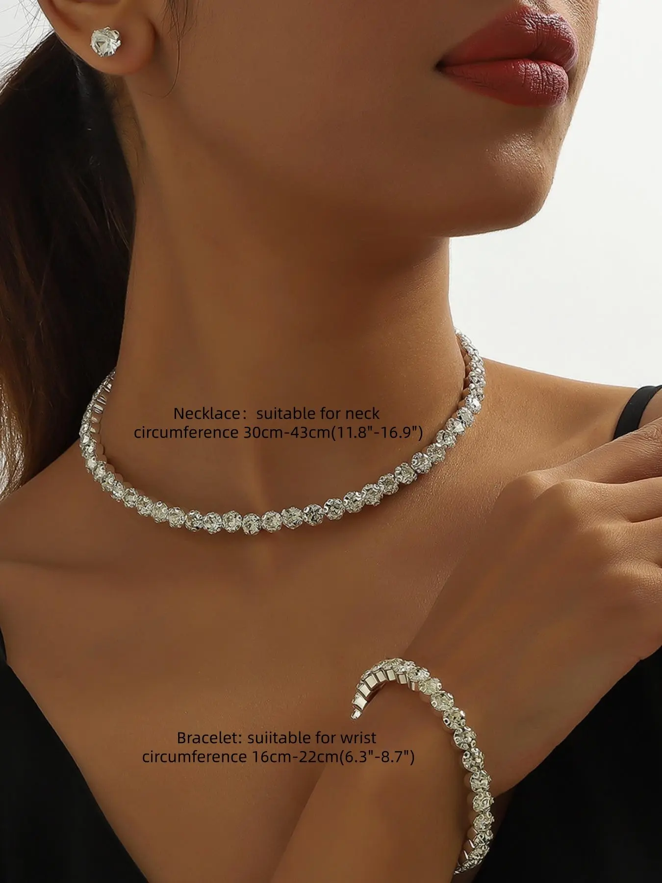 Sparkling Rhinestone Jewelry Set 3 Piece Crystal Necklace, Earrings & Bracelet for Wedding , Bridal & Prom