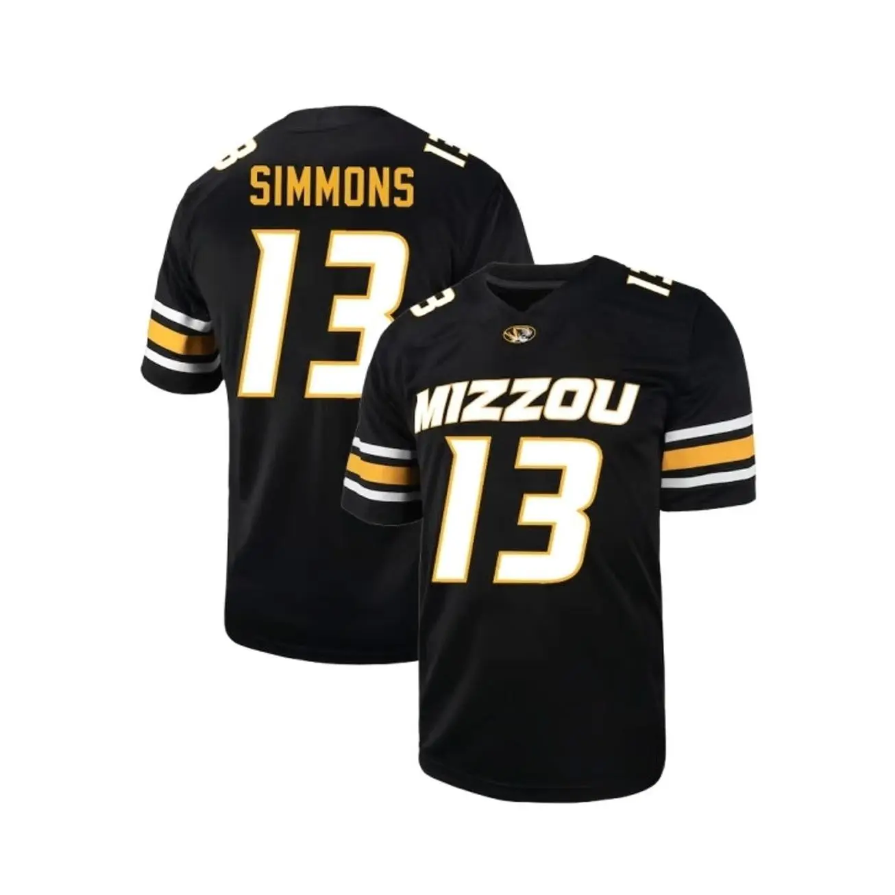 Mens America Football Simmons Missouri Tigers Black NIL Name And Number Football Jersey