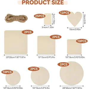 65Pcs Different Shapes  Wooden Products, Blank Wooden Boards, Blank Wooden Products, Wooden Paper Cutouts, Handicrafts And Decorations, Party Decorations, Gifts - Home Improvement.