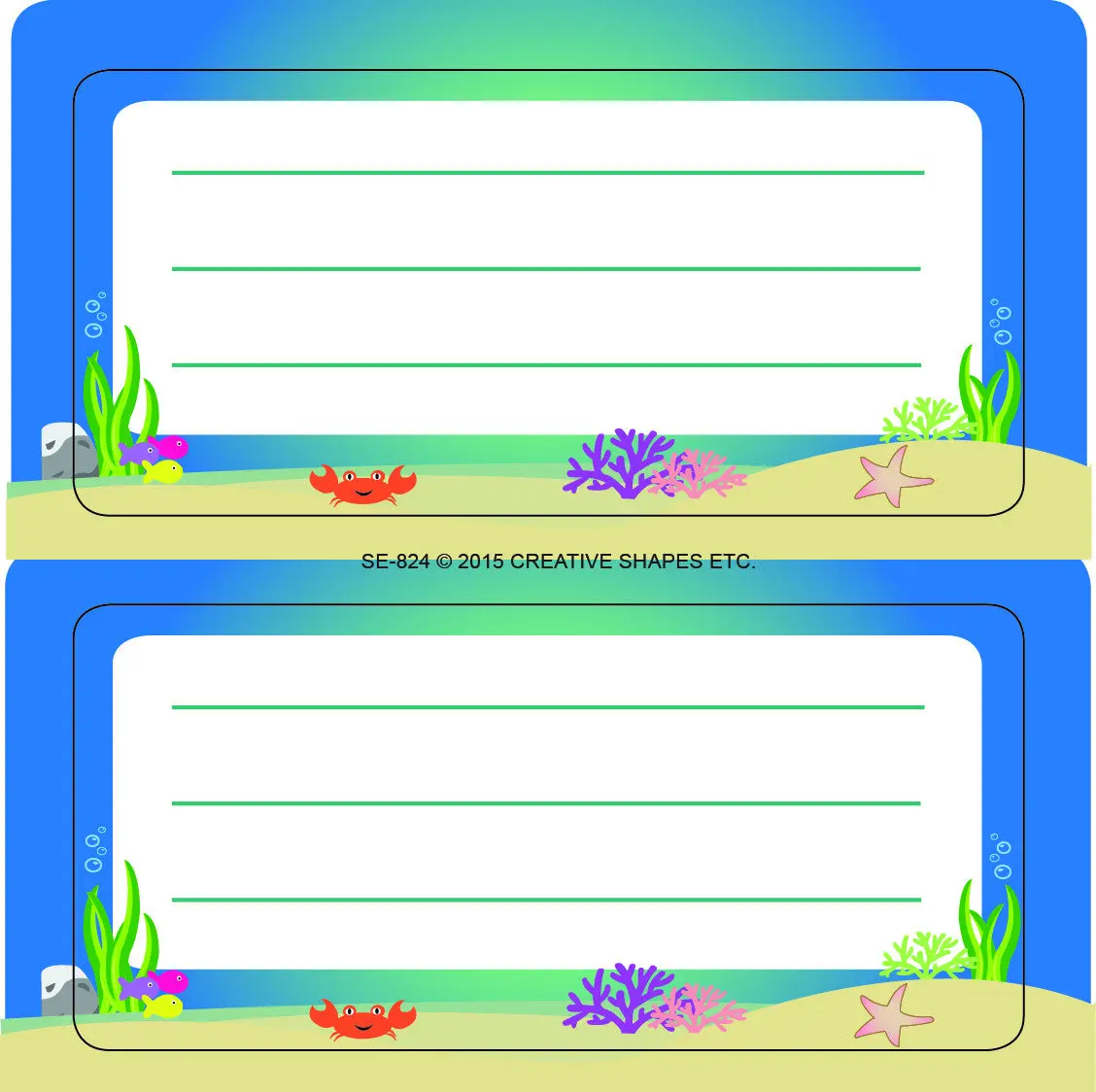SHAPES ETC. Nametag - Under The Sea, 1 5/8" x 3 1/4" Size, Address Labels, Cubby Markers, Desk Tags, Ideal for Field Trips