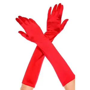Red Extra Long Satin Gloves