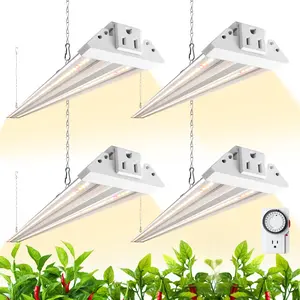 Barrina TX72 Grow Light, 4FT, 288W(4 x 72W), Full Spectrum with 660nm Red LEDs, High PPFD, Mechanical Timer, Linkable, 4 Packs