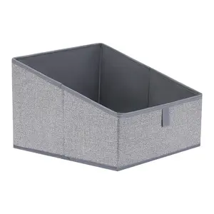 REGALWOVEN Trapezoidal Storage Bin Cube with Handles for Shelves Closet, 1 Pack Collapsible Storage Basket for Organizing Clothes 11.4*11.4*7.9in Grey
