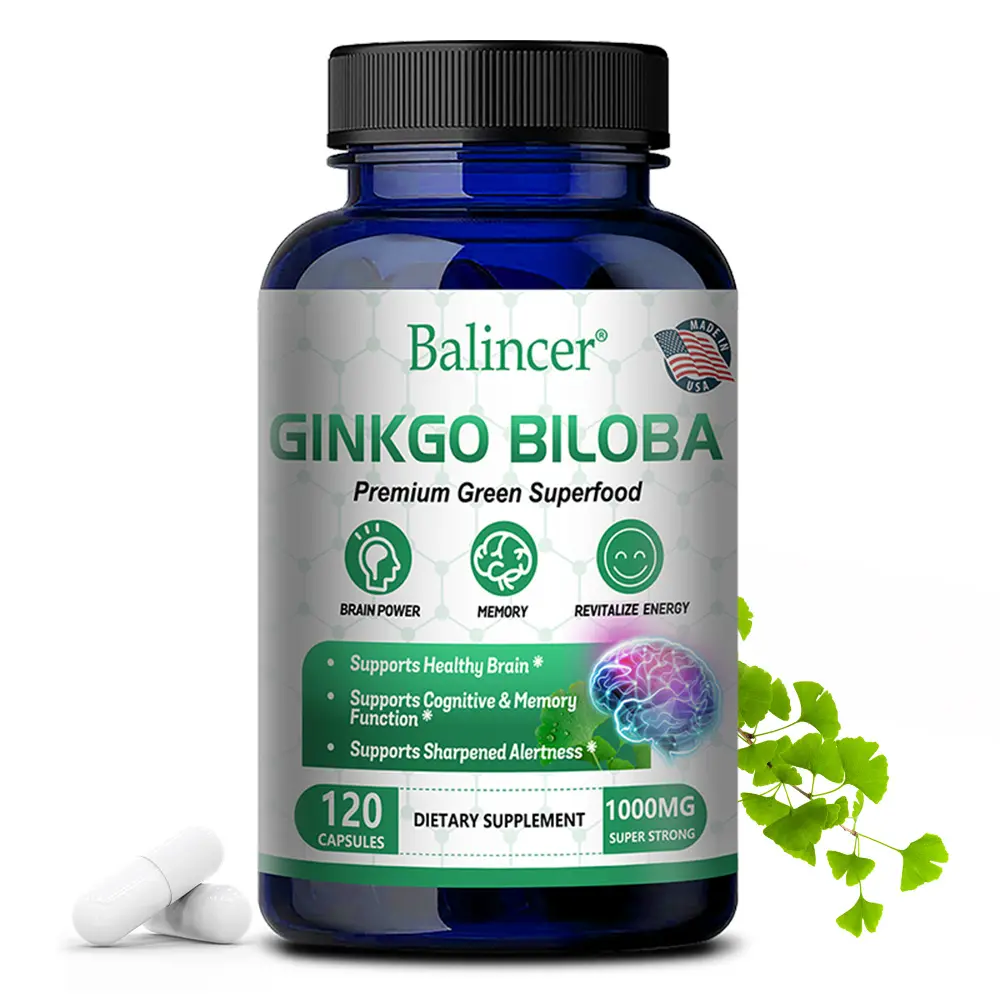 Balincer Ginkgo Biloba Health Supplement, Supports Brain Health and Brain's Memory, 120 Capsules