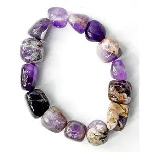 Chevron Amethyst Nugget Bracelet - Stretch Crystal Band