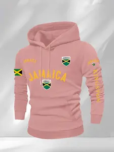 Jamaican-inspired hooded sweatshirt, featuring street-style printed pullover hoodie