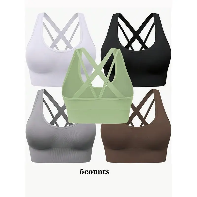 Women's Solid Crisscross Cross-Back Plus-Size Larger XXL Crop Sports Bra, Breathable Dry, Comfortable for Indoor-Outdoor Active Wear, Crisscross Sports Bras Workout Bra Gymclothes Yoga Gym Activewear,summervibes
