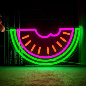 Watermelon Slice Neon Sign - Juicy Red LED Wall Art with Adjustable Brightness, USB-Powered Plastic Decor for Summer, Kitchen, Patio Parties, Birthdays & Nursery, Kitchen Lighting