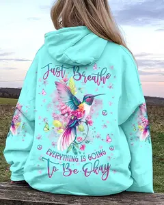 Just Breathe Hummingbird T-Shirt Sweatshirt Hoodie All Over Print