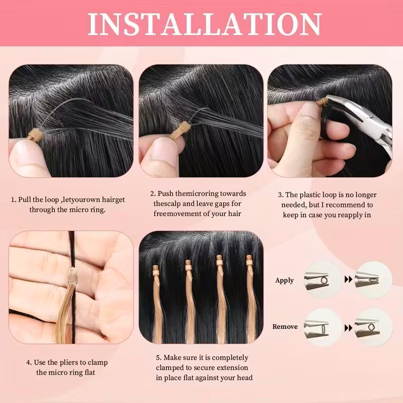 30G 50strands Micro Loop Human Hair Extensions,Straight Micro Ring Human Hair Extensions Add Volume For Women/girls,Install Easy,Sutiable Daily Hair Looking,Blonde/Highlight Fashion Hair Color,Brown Hair,Black Hair