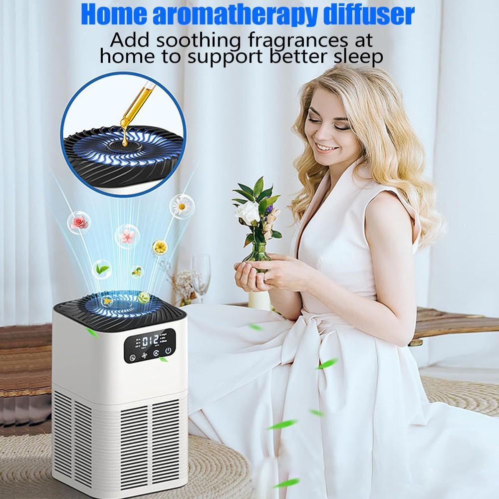 Air Purifier for Home Large Room, H13 HEPA Air Cleaner with Activated Carbon, 360° Air Intake, Ultra Quiet 25dB, LCD Display, Timer, Aromatherapy, Pet Odor Smoke Dust Removal