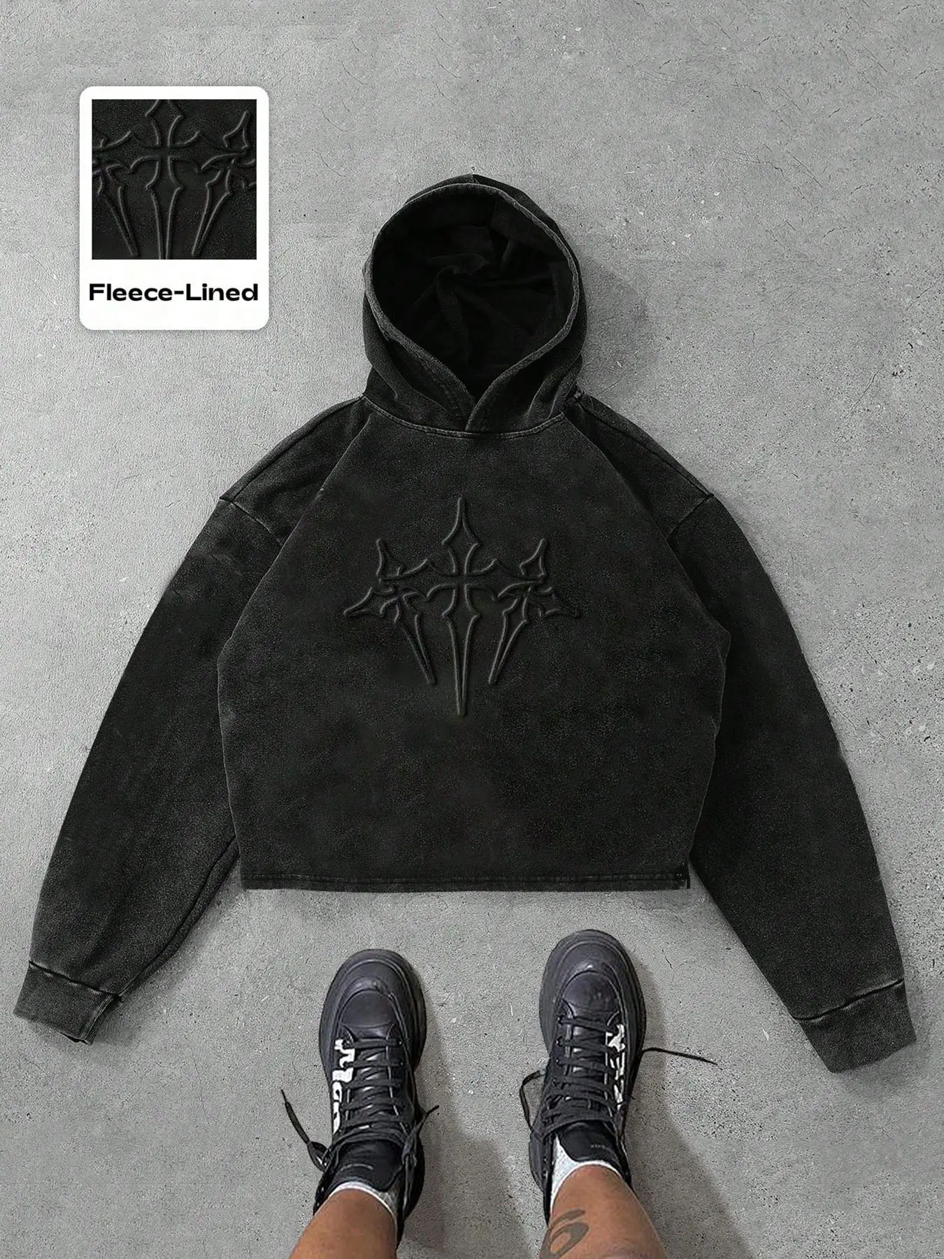 Unisex Hooded Sweatshirt with Cross Print, Streetwear Hip-Hop Fashion, Casual Loose-Fitting Sportswear for Spring & Fall