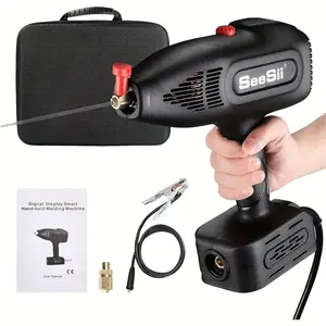 Upgraded Handheld Welder, Seesii 110V ~ 220V Portable Arc Welding Gun with IGBT LCD Digital Display, MMA Welding Gun with Ground Wire, electric Welder Kit Fits Rods of 1/16 "-5/32" All Sizes