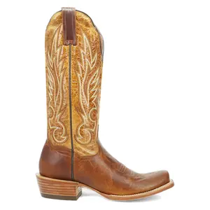 Dan Post Boots Womens Amber Embroidered Trail Pull On Square Toe  Casual Boots Mid Calf Low Heel 1-2" - Brown
