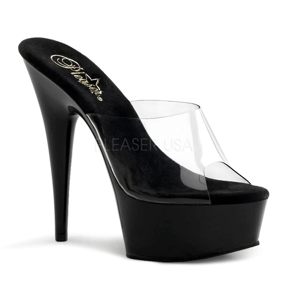 Women's High Heeled Sandals, Transparent Stilettos with a 6-in Heel and 1.75-in Platform Sole, Classy Fashion Party Shoes, Stylish, Pleaser, Pointed Stiletto, Alluring Height, Elegant, Open Toe, Approx. 6'' Tall, Slip On